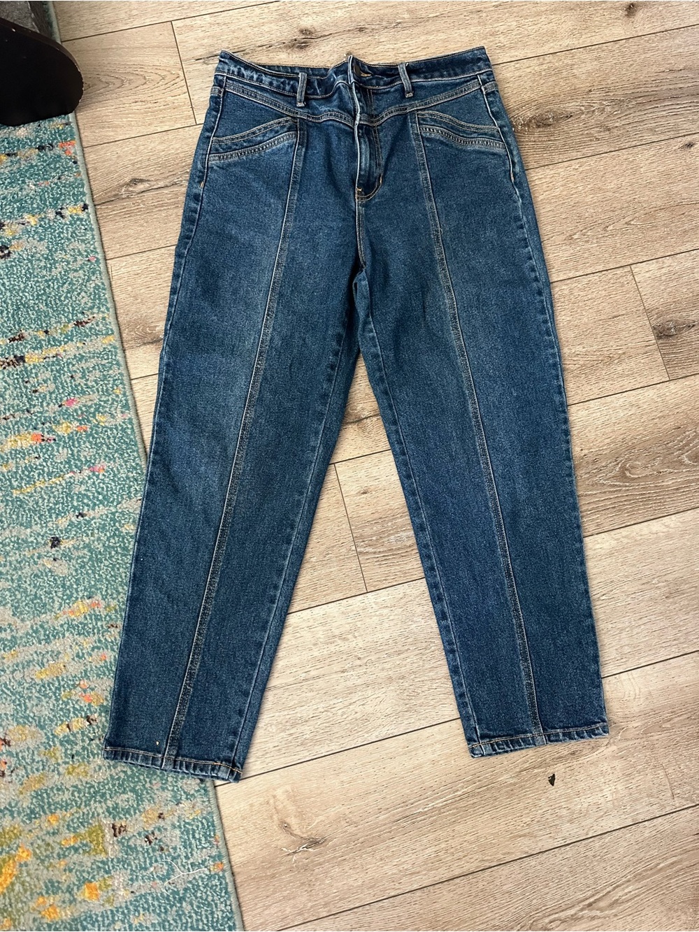Cello High-Rise Seamed Dark Blue Jeans